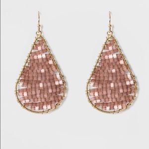 Blush Peach Seed Bead Teardrop Earrings